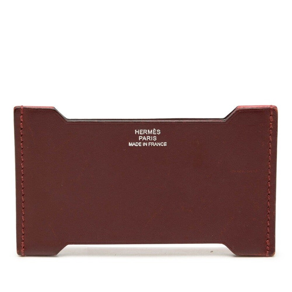 Hermes Manhattan Card Case Pass Case Red Bordeaux Sombrero Red